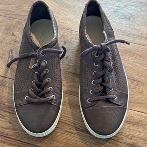 Ecco Men's Dark Brown Leather Sneakers